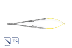 Иглодержатель микрохирургический Barraquer с вставками прямой 17 см 1107B
