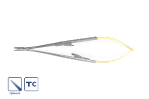 Иглодержатель микрохирургический Castroviejo с вставками прямой 18 см 1107