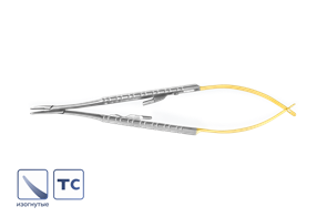 Иглодержатель микрохирургический Barraquer с вставками изогнутый 13 см 1106B