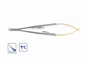 Иглодержатель микрохирургический Castroviejo с вставками изогнутый 14 см 1106
