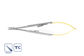 Иглодержатель микрохирургический Barraquer с вставками прямой 13 см 1105B