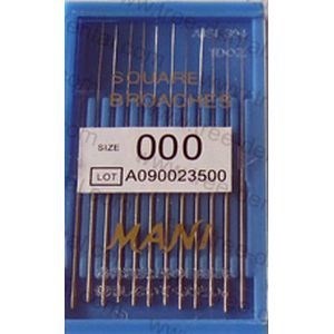 Smooth Broaches (Mani), size 000, 52 мм (12 шт.) - корневые иглы с атравматическим концом ручные