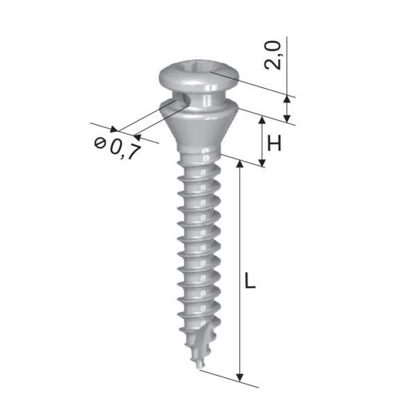 Мини-имплантат ортодонтический, D=1.5 мм, L=6 мм, H=1.5 мм