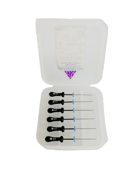 ERGOFLEX K Ni-Ti - ручные никель-титановые файлы, эргономичная ручка, 25 мм, №40, 6 шт