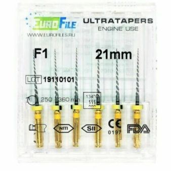Ultratapers Engine Use F1, 21мм, машинные файлы, никель-титан, (6шт.).Eurofile