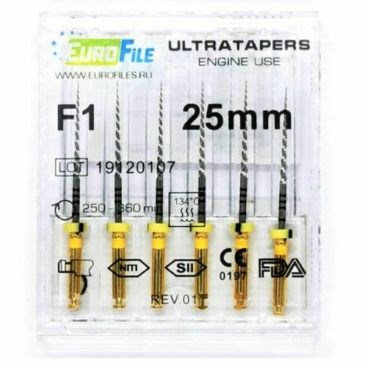 Ultratapers Engine Use F1, 25мм, машинные файлы, никель-титан, (6шт.).Eurofile
