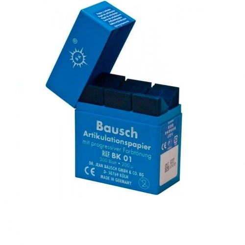 Артикуляционная бумага Bausch BK 01, 200 мкрн - копирка бауш прямая, 300л, синяя 00000000588 - фото 318175