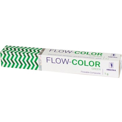 FLOW-COLOR ЗЕЛЕНЫЙ (1 гр) -цветной микрогибридный светоотв.композит типа flow" с фтором, ARKONA 0001914087 - фото 319846