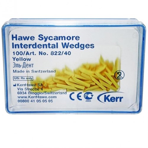 822/40  Клинья Sycamore Interdental деревянные желтые (100шт), Kerr Hawe 00000910267 - фото 320425