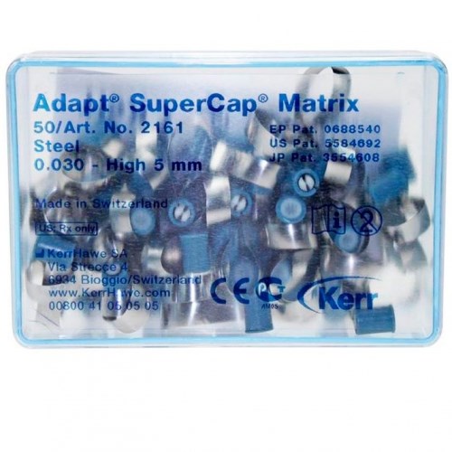 2161 Матрицы стальные SuperCap Matrices Dead-Soft (50 шт, стальные 0,03, высота 5,0 мм) Kerr 0001911890 - фото 320753