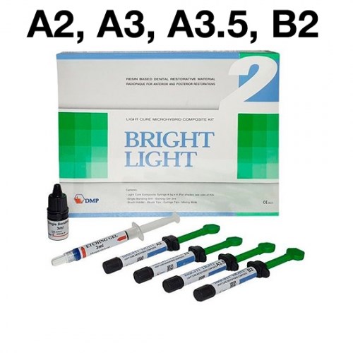 Bright Light НАБОР: 4 шприца х4,5г. (А2,А3,А3,5,В2), Etching gel 3мл., Single bonding 3мл., принадлежности /DMP 1231912820 - фото 323118