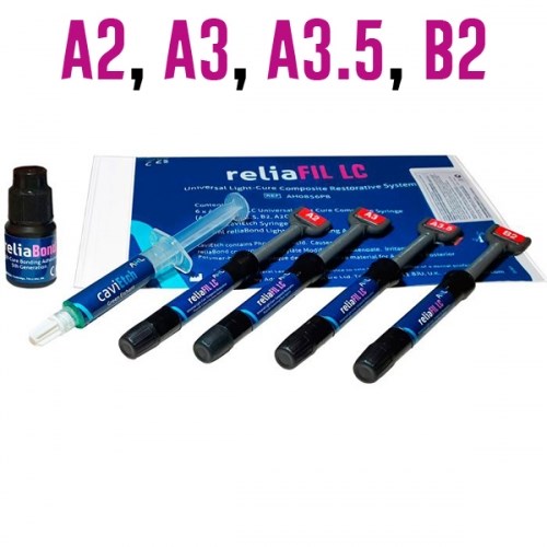 reliaFIL LC набор (шприц 4х4г.:A2,A3,A3.5,B2, reliaBond 5мл, caviEtch 5мл, наконечники)-наногибридный композит светового отверждения, AHL 1231912786 - фото 325327