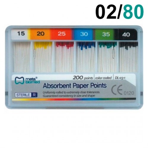 Штифты бумажные .02 №80 (200шт), Meta Biomed 1231912673 - фото 325996