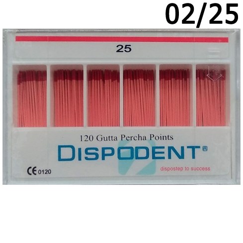 Штифты гуттаперчевые 02 №25 (120шт), Dispodent 0001915731 - фото 326508