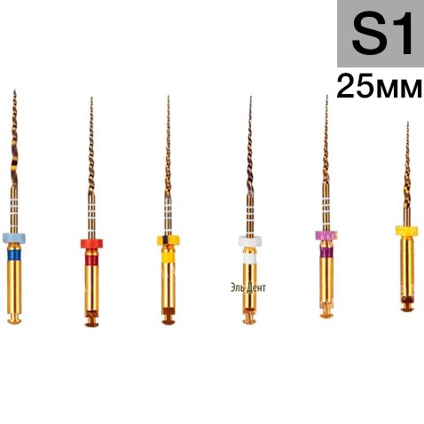 Gold-Taper S1, 25мм (6шт.)-машинный инструмент для обработки корневых каналов, Геософт 1231913870 - фото 331471