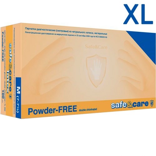 Перчатки латексные  Safe & Care XL (8,5/9) 100 шт. 1231911831 - фото 333222