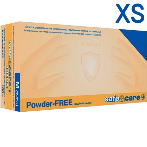 Перчатки латексные  Safe & Care XS (5/5,5) 100 шт. 0001914602 - фото 333225