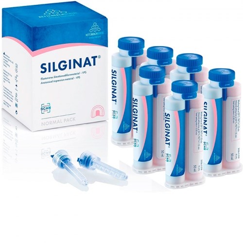 Silginat Normal pack ручного замешивания (6 карт. x 50 ml, 6 mixing tips)-монофазный А-силикон с альгинатоподобной консистенцией, 13846 Kettenbach Dental 1231913594 - фото 334718