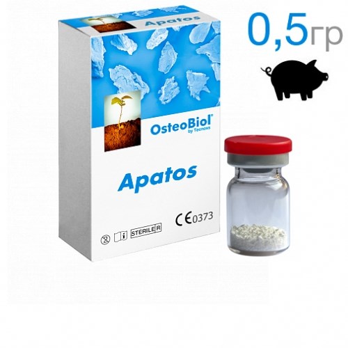 OsteoBiol Apatos MIX (свиной) 0,5г (0,6-1,0 мм)-Гранулы из смеси губчатой и кортикальной свиной кости без коллагена. A1005FS 1231911150 - фото 335540