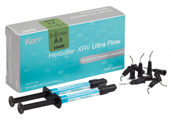 Herculite XRV Ultra Flow - композитный текучий материал, светоотверждаемый, А3, 2х2 г, шприц + 20 шт насадок 35409 - фото 341718