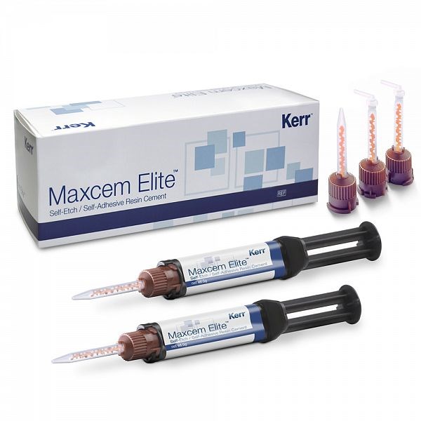 Maxcem Elite™ Refill, YELLOW композитный цемент двойного отверждения, цвет желтый, 2 шприца по 5 г., 10 широких насадок, 10 внутриротовых. 34061 - фото 344241