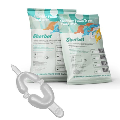 Ложки стоматологические аппликационные двусторонние SHERBET"для нанесения фторосодержащих гелей, M (белые), 50 шт/уп, D737M - фото 344322