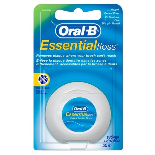 Зубная нить Oral-B Essential Floss вощеная (мятный вкус)" 50 м 1 - фото 344602