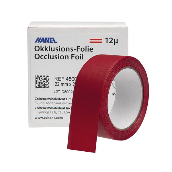 OCCLUSION FOIL - окклюзионная фольга на полимерной основе, 22 мм х 25 м, 12 мкм, красная, двусторонн 480042 - фото 345403