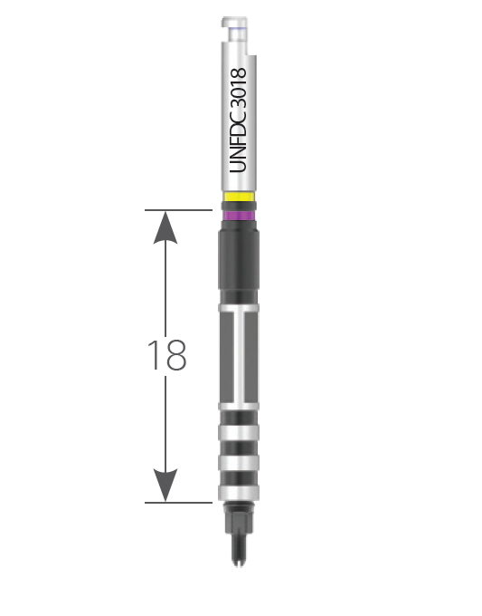 Имплантовод машинный, узкий, длина рабочей части 18 мм, для узкой линейки. UNFDC3018 - фото 354610