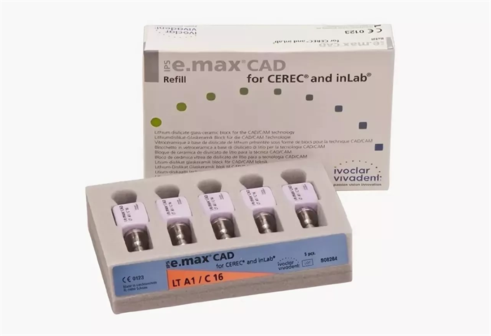 Блоки Ivoclar Vivadent IPS emax CAD for CEREC/inLab LT A2 С16 5 шт 648189 - фото 359548