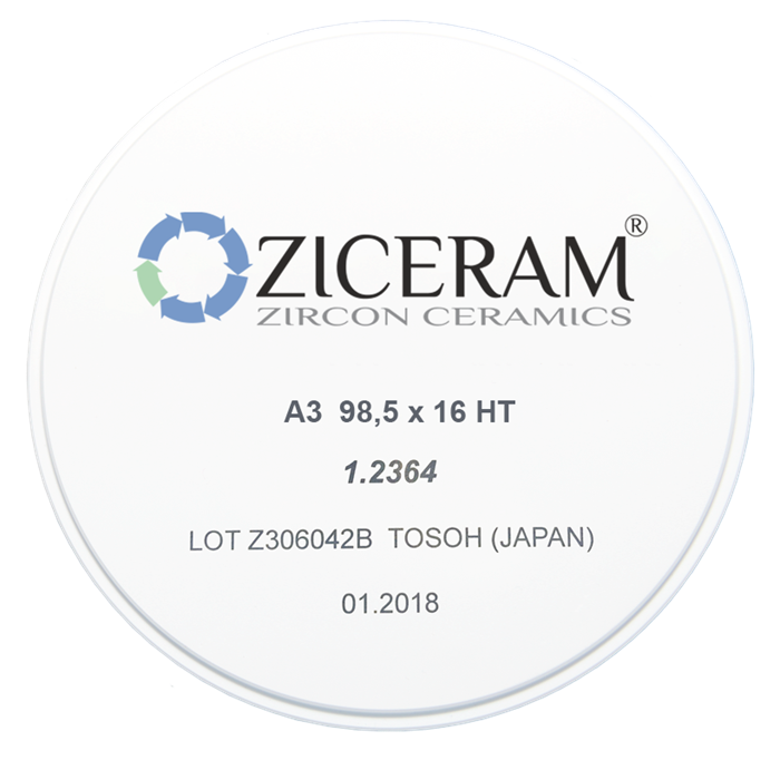 Заготовки диоксида циркония ZICERAM с оттенком A3 98,5 x16HT, супертранслюцентные A398-5x16HT - фото 360628