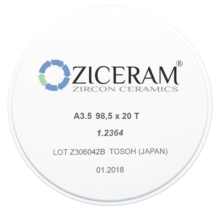 Заготовки диоксида циркония ZICERAM с оттенком А35 98,5 x20T, транслюцентные A3.598-5x20T - фото 360958