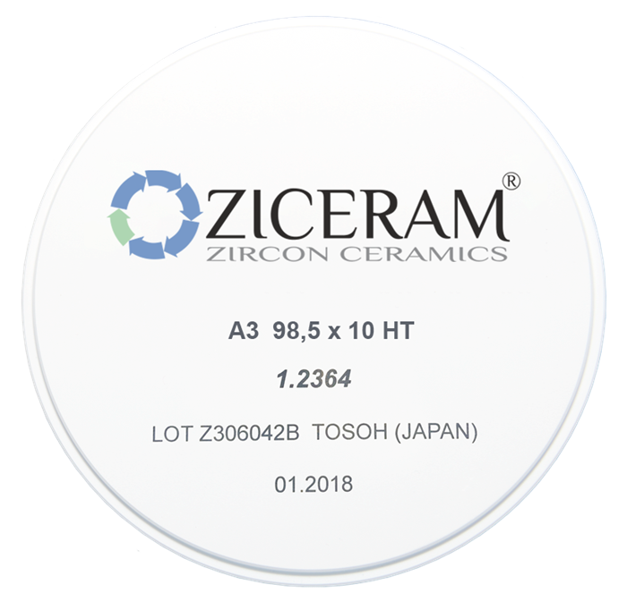 Заготовки диоксида циркония ZICERAM с оттенком A3 98,5 x10HT, супертранслюцентные A398-5x10HT - фото 363990