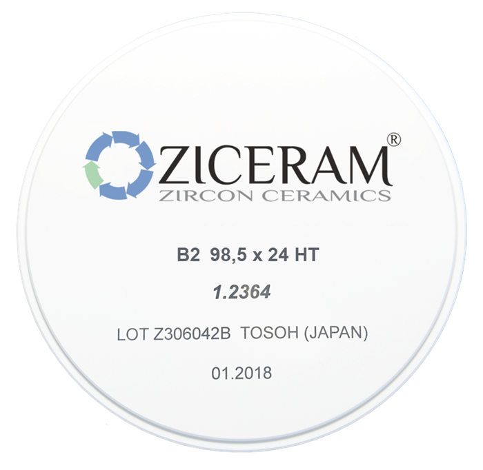 Заготовки диоксида циркония ZICERAM с оттенком В2 98,5 x24HT, супертранслюцентные B298-5x24HT - фото 364059