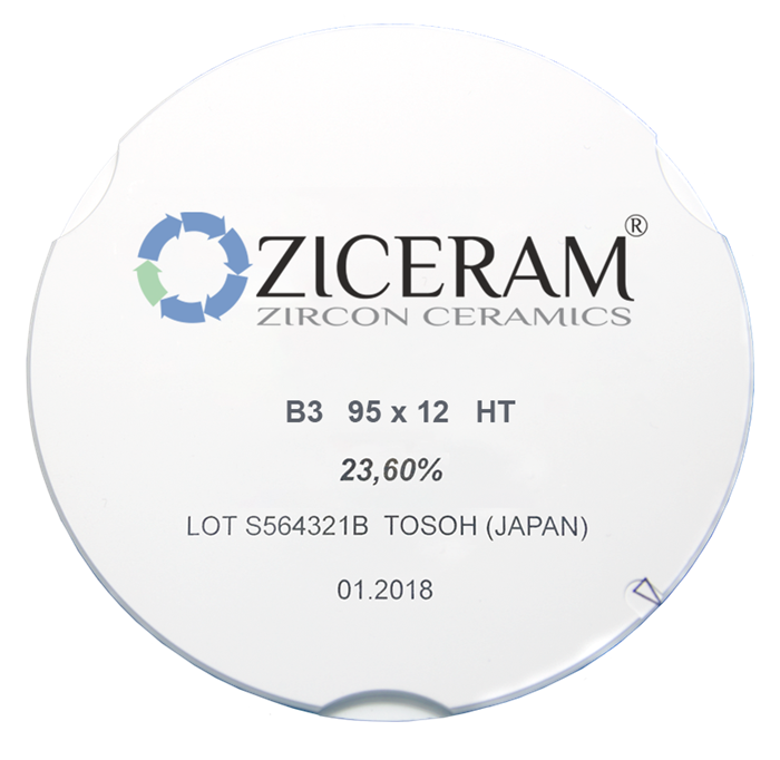 Заготовки диоксида циркония ZICERAM с оттенком В3 95 x12HT, супертранслюцентные. B395x12HT - фото 364108