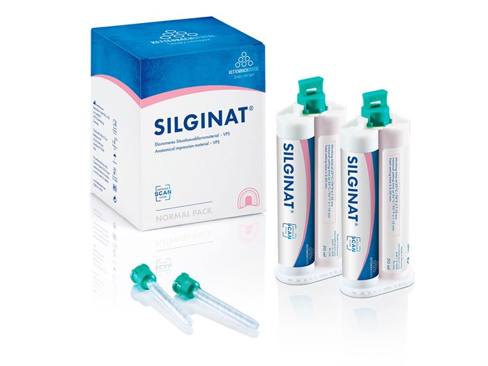 Silginat Normal pack13846 Silginat Normal pack (6 x 50 ml, 6 mixing tips): Стоматологический А-силикон среднетекучий. 13846 - фото 376904