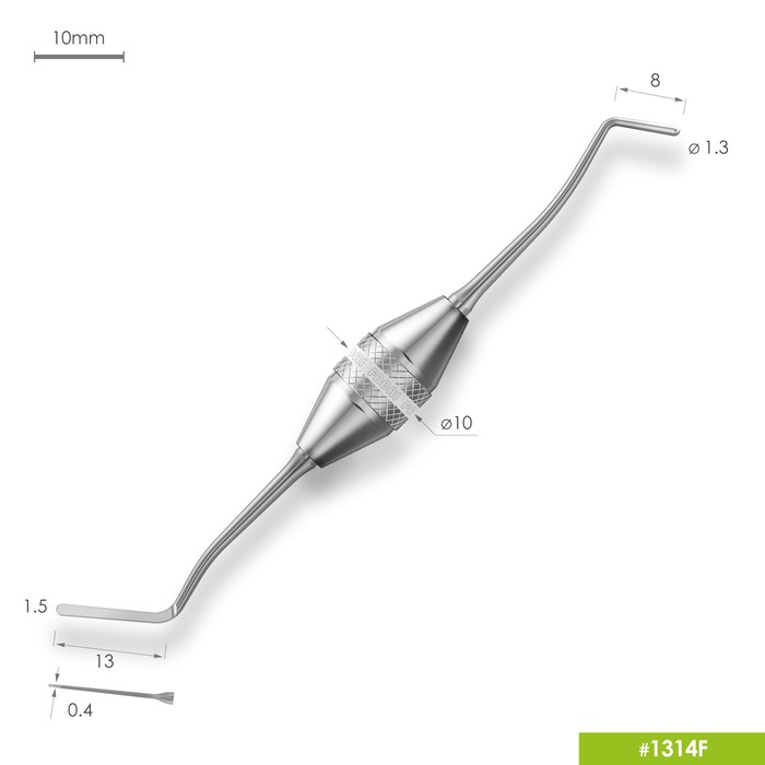 1314F Удлиненная узкая гладилка с  штопфером Ø1.3mm. Эргономичная ручка Ø10mm 1314F - фото 379692