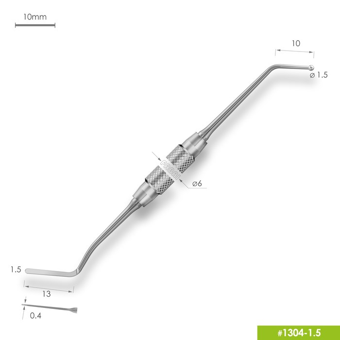 1304-1,5 Удлиненная узкая гладилка с штопфером-шариком Ø1.5mm. Ручка Ø6mm 1304-1-5 - фото 379850