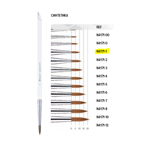 Кисть для нанесения керамики, синтетический ворс, размер 1, арт: N4171-1 N4171-1 - фото 381987