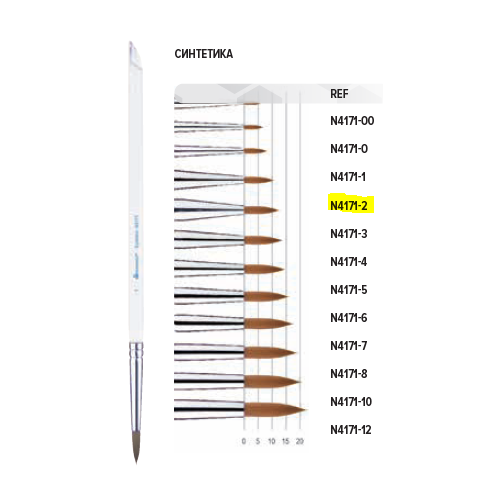 Кисть для нанесения керамики, синтетический ворс, размер 2, арт: N4171-2 N4171-2 - фото 382798