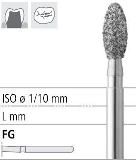 Боры стоматологические алмазные FG 379/023, синий, 6шт. ISO код 314277524023, арт: FG8250/6 FG8250/6 - фото 385904