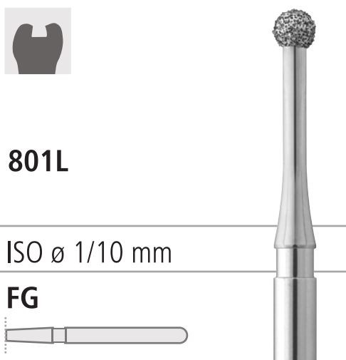 Боры стоматологические алмазные FG 801L/016, зеленый, 6шт. ISO код 314697534016, арт: FG203L/6 C FG203L/6C - фото 385905