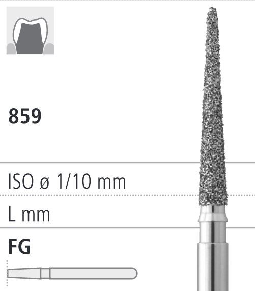 Боры стоматологические алмазные FG 859/016, син., 6шт. ISO код 314166524016, арт: FG80D4/6 FG80D4/6 - фото 385955