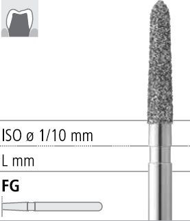 Боры стоматологические алмазные FG 878К/012, зел., 6шт. ISO код 314298534012, арт: FG181/6 C FG181/6C - фото 386042