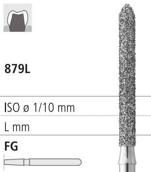 Боры стоматологические алмазные FG 879L/015, зеленый, 6шт. ISO код 314291534015., арт: FG410L/6 C FG410L/6C - фото 386082