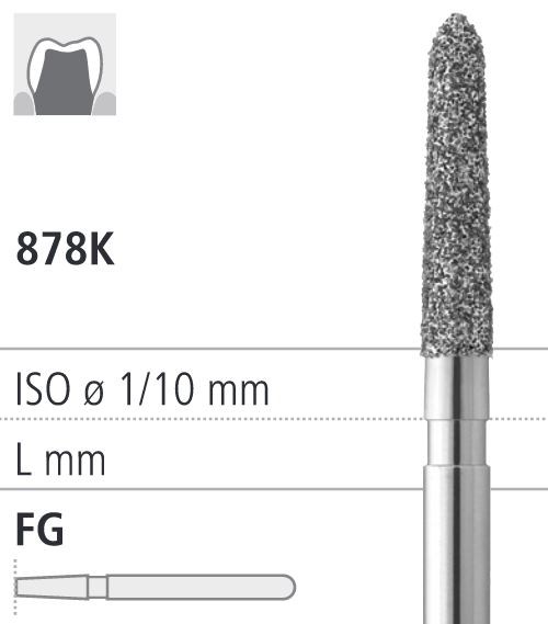 Боры стоматологические алмазные FG 878K/020, красный, 6шт. ISO код 314298514014., арт: FG4184/6 FG4184/6 - фото 386206