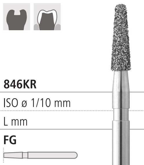 Боры стоматологические алмазные FG 846KR/018, 1 шт, ISO код 314545524018., арт: FG513/1 FG513/1 - фото 386224