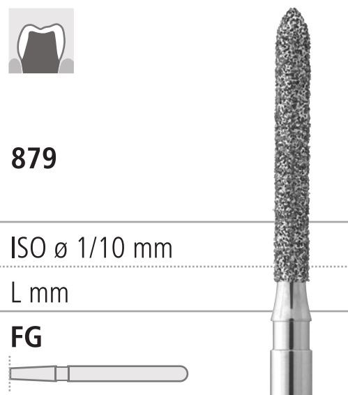 Боры стоматологические алмазные FG 879/016, зеленый, 6шт. ISO код 314290534016, арт: FG471/6 C FG471/6C - фото 386382