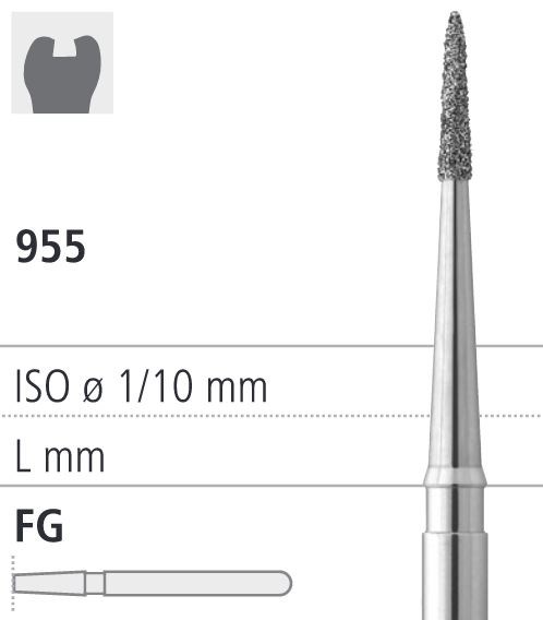 Боры стоматологические алмазные FG 955/008, красн., 6шт. ISO код 314699514008, арт: FG40D9/6 FG40D9/6 - фото 386400