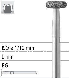 Боры стоматологические алмазные FG 909/034, зол., 6шт. ISO код 314068514034, арт: FG10A/6 GB FG10A/6GB - фото 386472